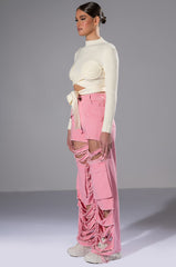 EYES UP HERE WRAP DETAIL LONG SLEEVE SWEATER