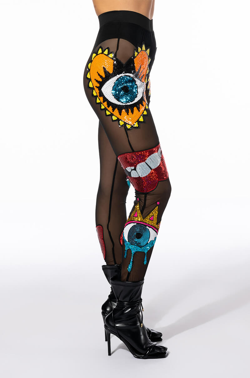 EYES WIDE SHUT SEQUIN MESH LEGGING