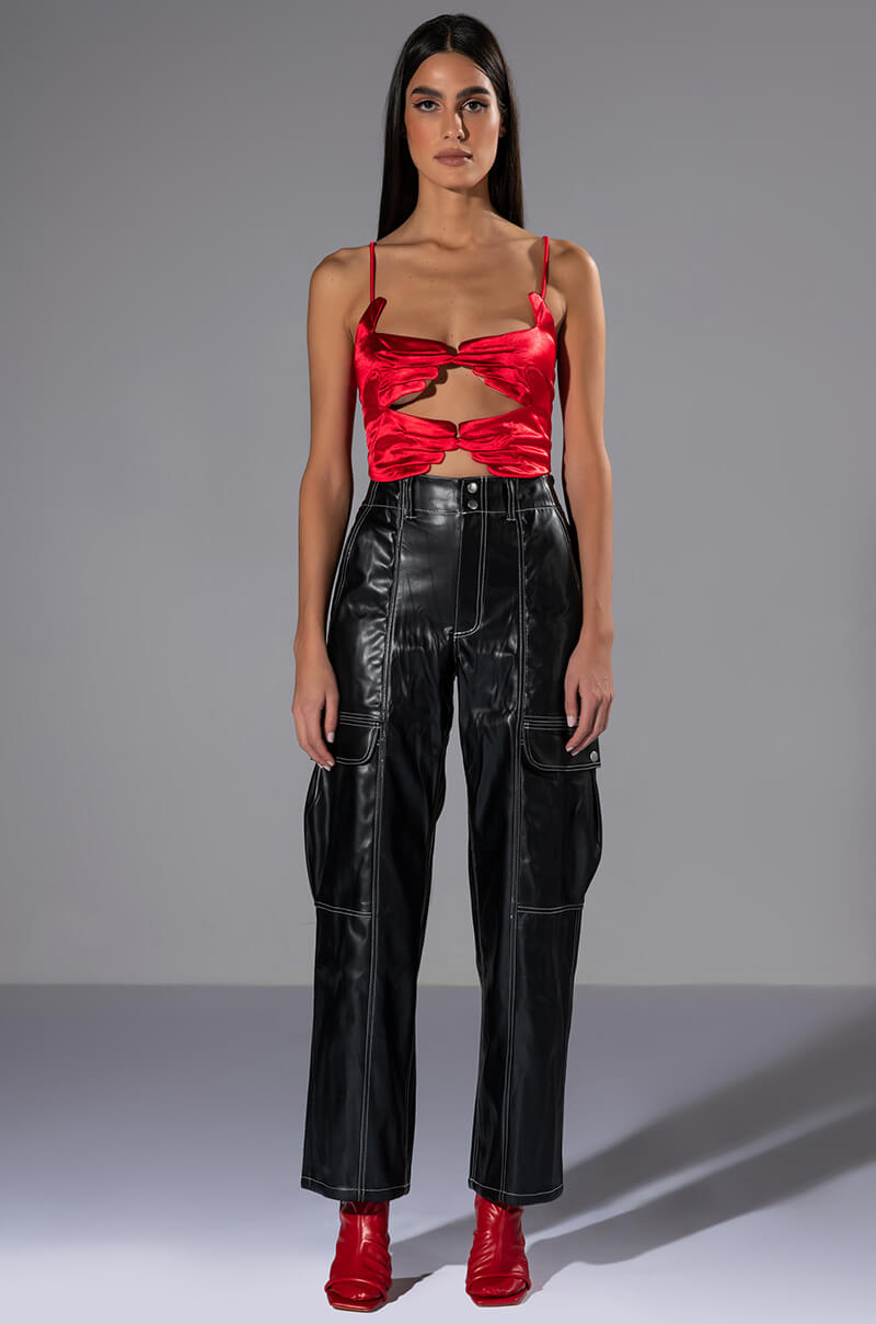 FASHIONABLY LATE FAUX LEATHER RELAXED FIT PANT