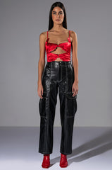 FASHIONABLY LATE FAUX LEATHER RELAXED FIT PANT