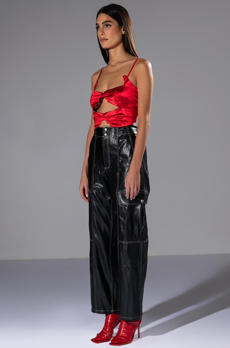 FASHIONABLY LATE FAUX LEATHER RELAXED FIT PANT