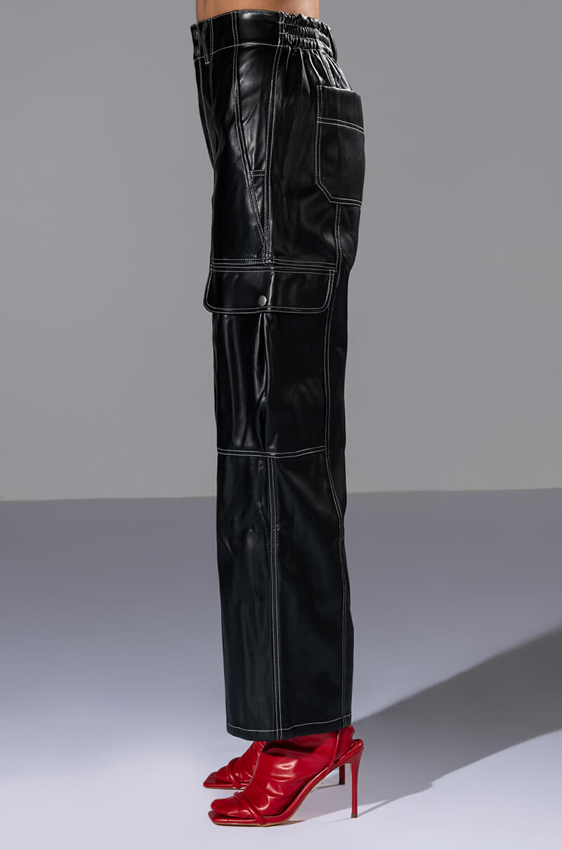 FASHIONABLY LATE FAUX LEATHER RELAXED FIT PANT
