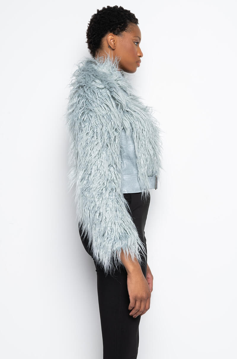 FAUX MOHAIR BOMBER JACKET