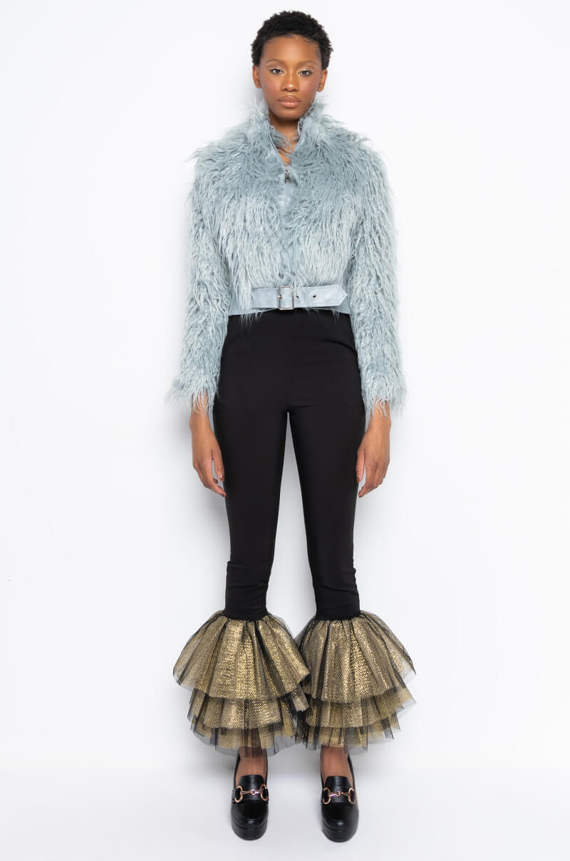 FAUX MOHAIR BOMBER JACKET
