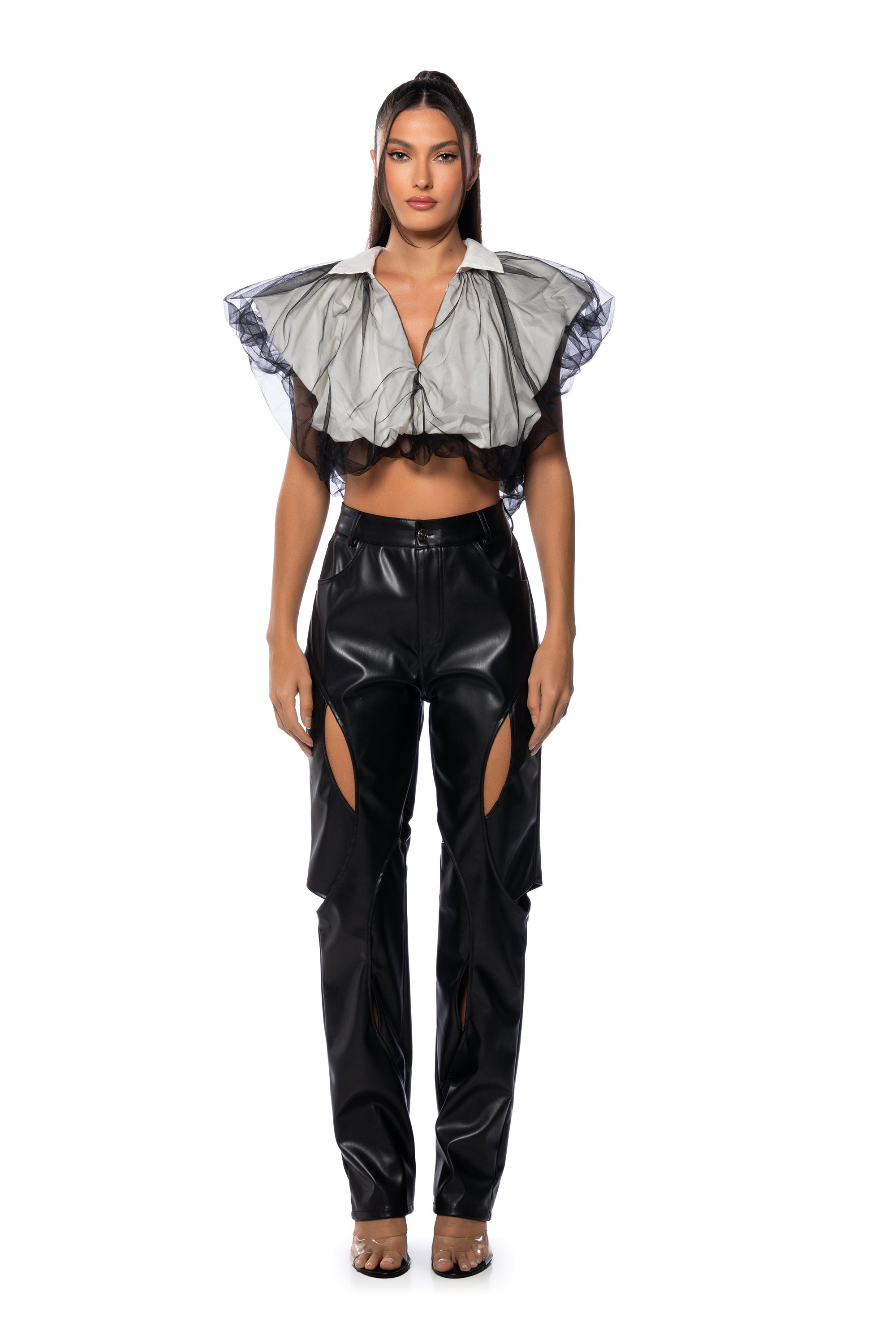 FEELIN CHIC TULLE COLLARED BLOUSE