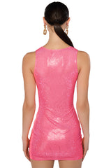 FEELIN ROSEY RHINESTONE MINI DRESS IN PINK
