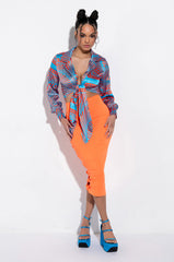 FEELING CHEEKY SATIN WRAP FRONT BLOUSE