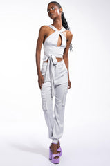 FIASCO SATIN HALTER CROP TOP