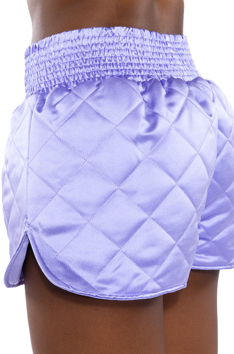 FIELD OF DREAMS SATIN QUILTED SHORTS