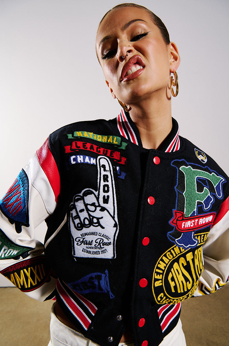 FIRST ROW COLLEGE DROPOUT PATCH BOMBER