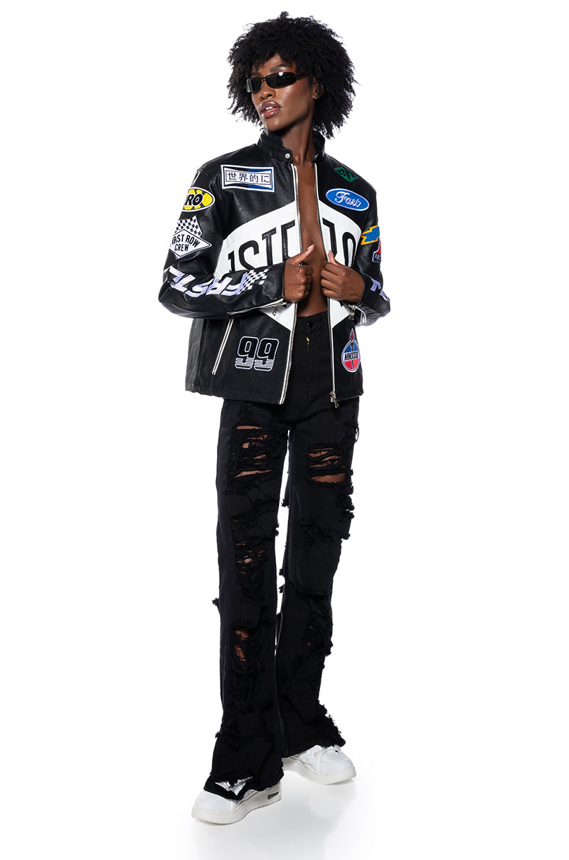 FIRST ROW FITTED LEATHER MOTO JACKET