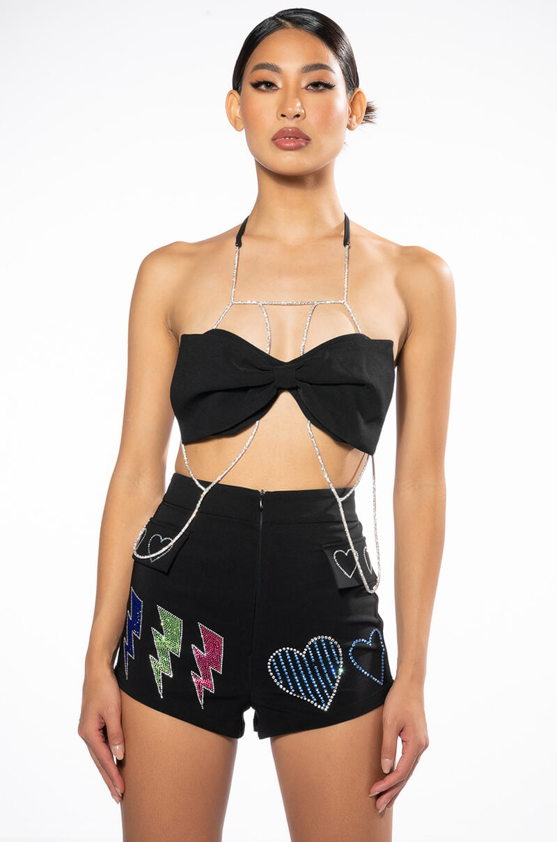 FLASHING LIGHTS CHAIN DETAIL BRALETTE