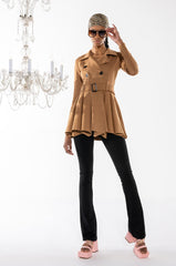 STRETCHY PEPLUM TRENCH JACKET IN SCUBA