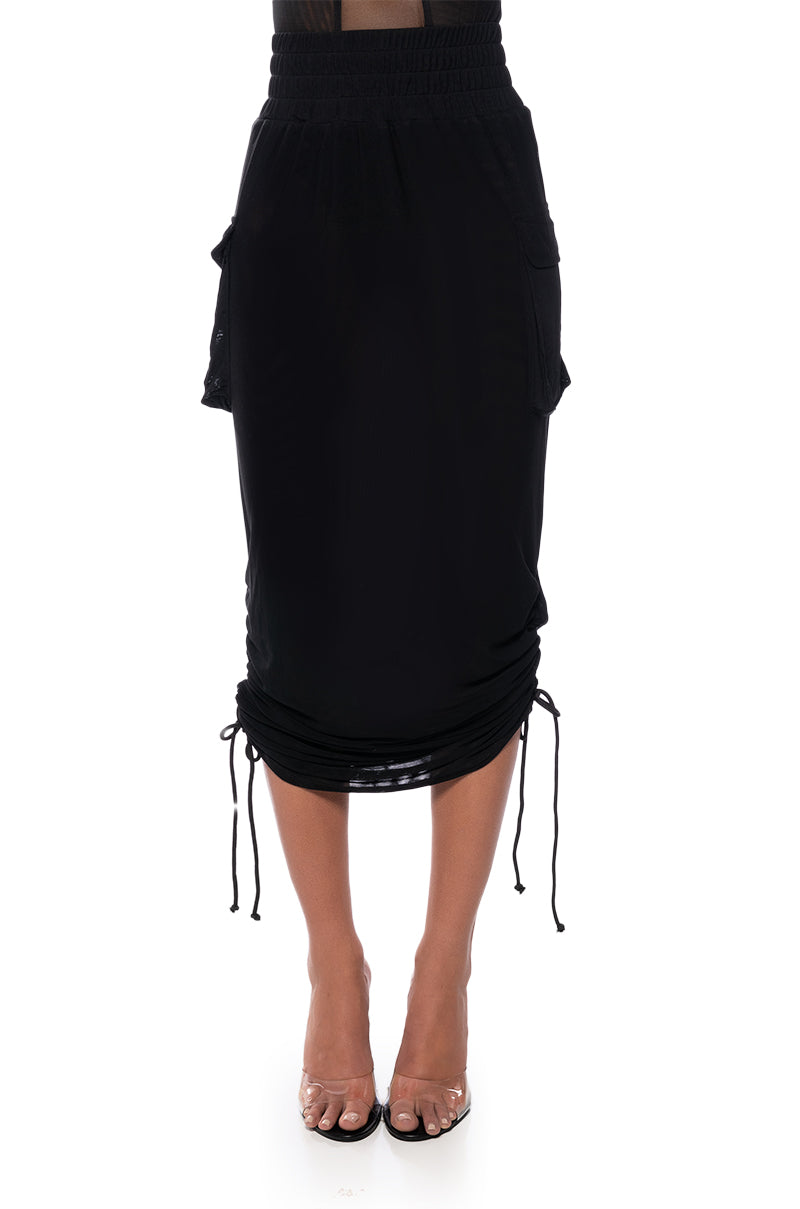 FOLLOW ME ADJUSTABLE DOUBLE MESH CARGO SKIRT