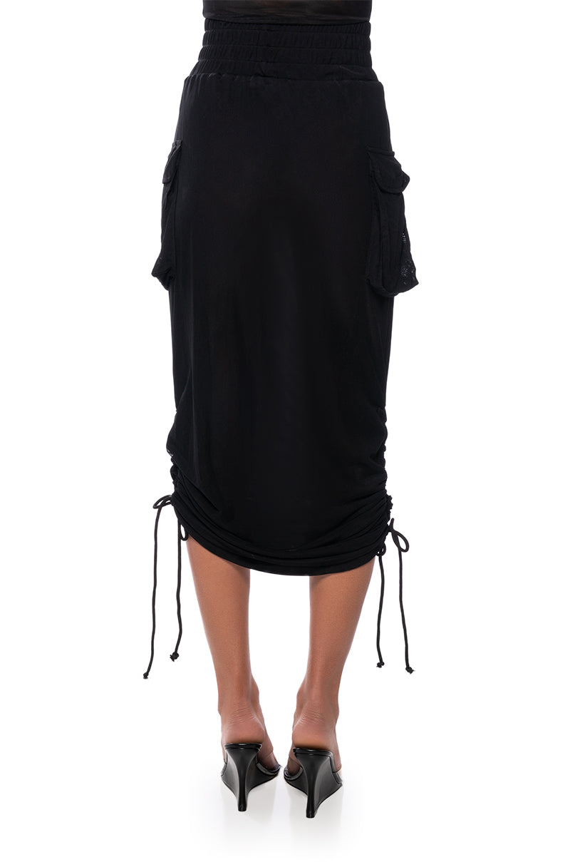 FOLLOW ME ADJUSTABLE DOUBLE MESH CARGO SKIRT
