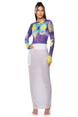 FOLLOW ME ADJUSTABLE DOUBLE MESH CARGO SKIRT IN WHITE