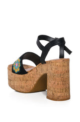 FORTE CHUNKY FLATFORM SANDAL IN BLACKMULTI