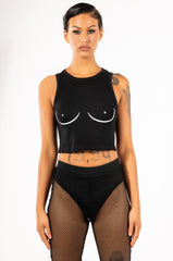FREE THE PIERCINGS CROPPED CREW NECK TANK