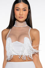 FREE THE TASSEL CROPPED MOCK NECK TANK