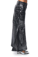 FREYA COATED DENIM MAXI SKIRT