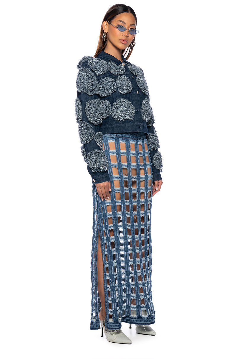 FULL TIME LOVER DENIM JACKET WITH APPLIQUE