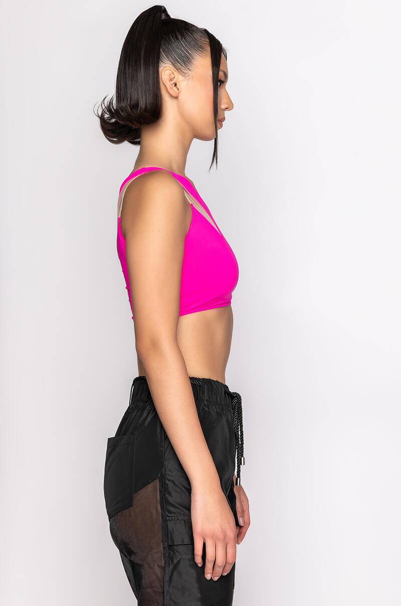 IRIS ONE SHOULDER ILLUSION CROP TANK