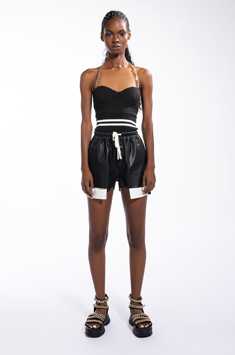 GAME TIME RHINESTONE STRAP BODYSUIT