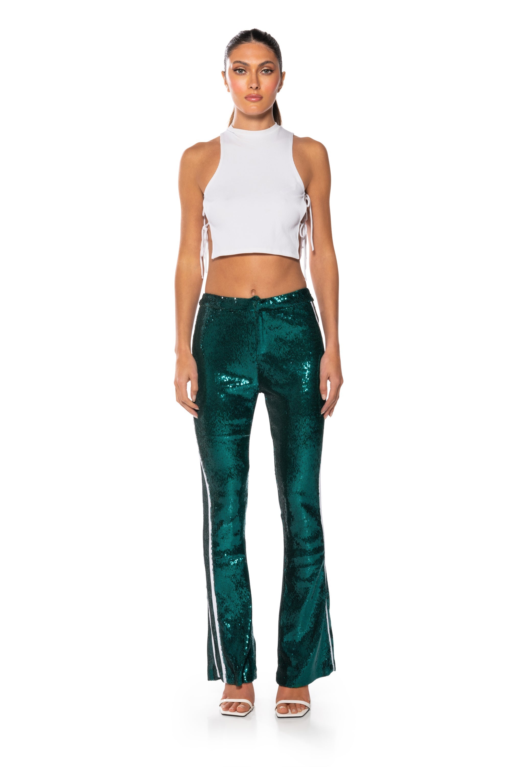 GET DOWN ON IT SEQUIN FLARE TROUSER