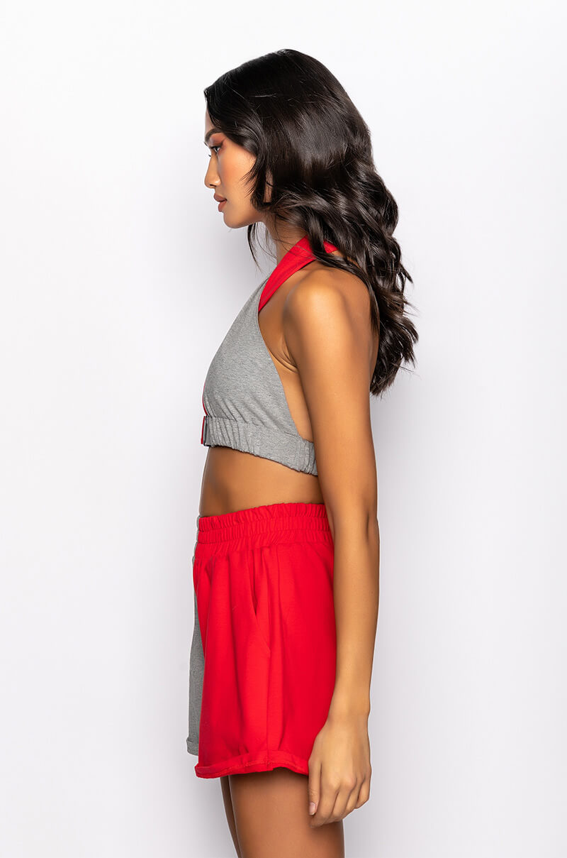 GET OVER IT BUCKLE DETAIL WRAP FRONT CROP TOP