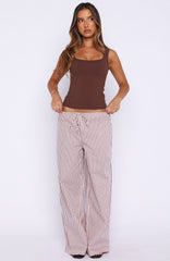 The Sweetest Love Drawstring Pants Pink/Chocolate Stripe