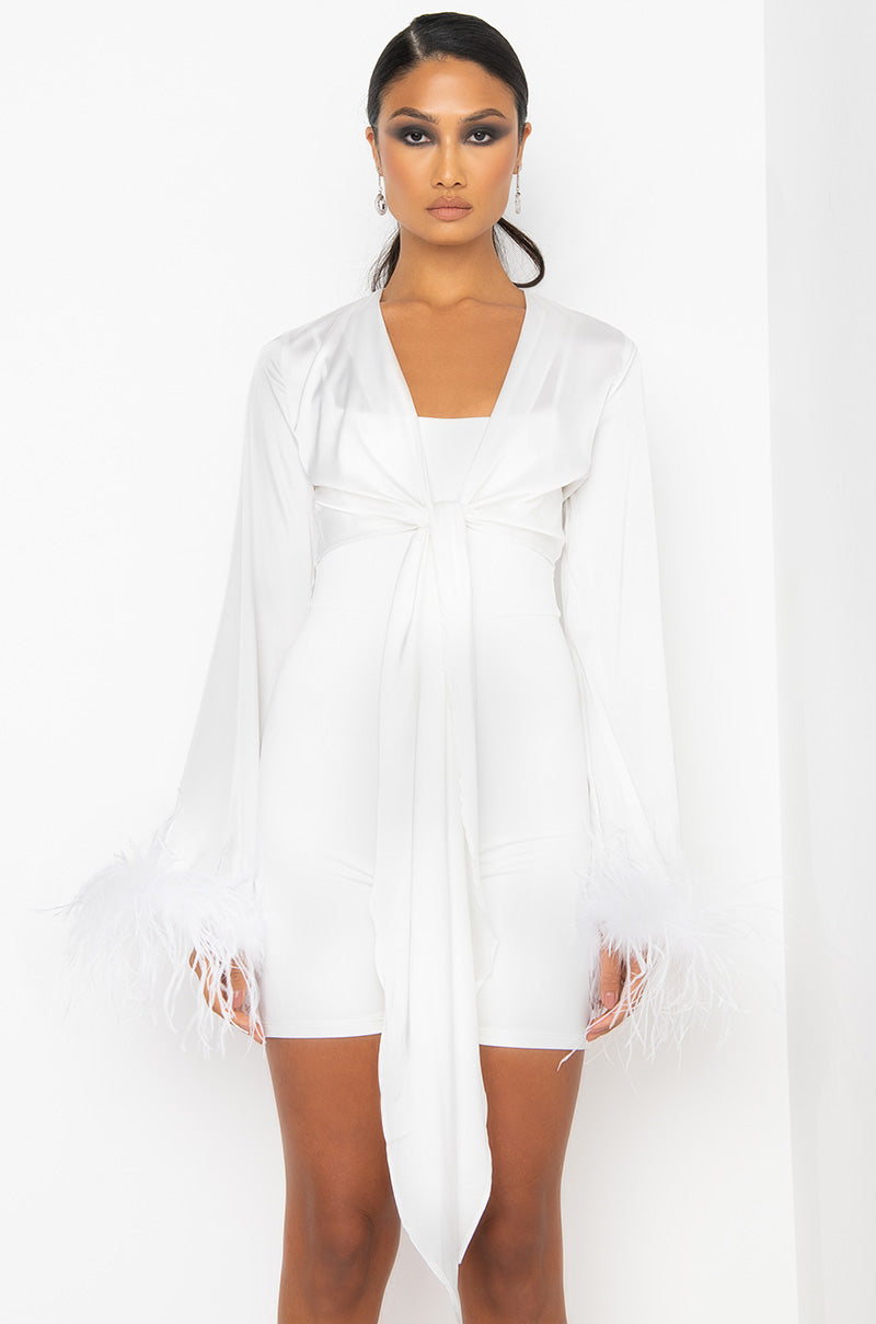 GIA GIA TIE FRONT FEATHER DETAIL TOP