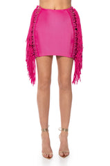 LAYLA SIDE FRINGE MINI SKIRT