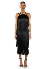 GIGGLE WATERS MAXI FRINGE LAYERED DRESS