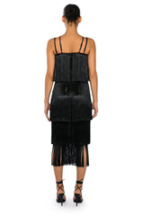 GIGGLE WATERS MAXI FRINGE LAYERED DRESS