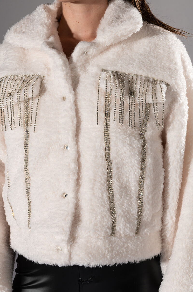 GIGI TEDDY SHACKET WITH RHINESTONES