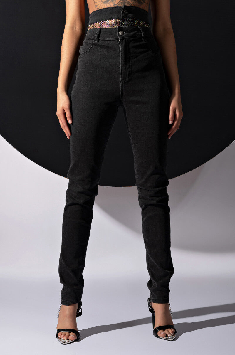 GIMME MORE RHINESTONE SKINNY JEANS