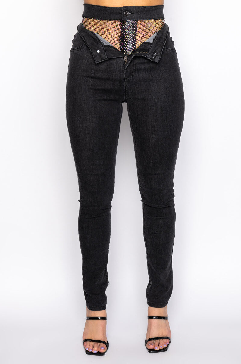 GIMME MORE RHINESTONE SKINNY JEANS