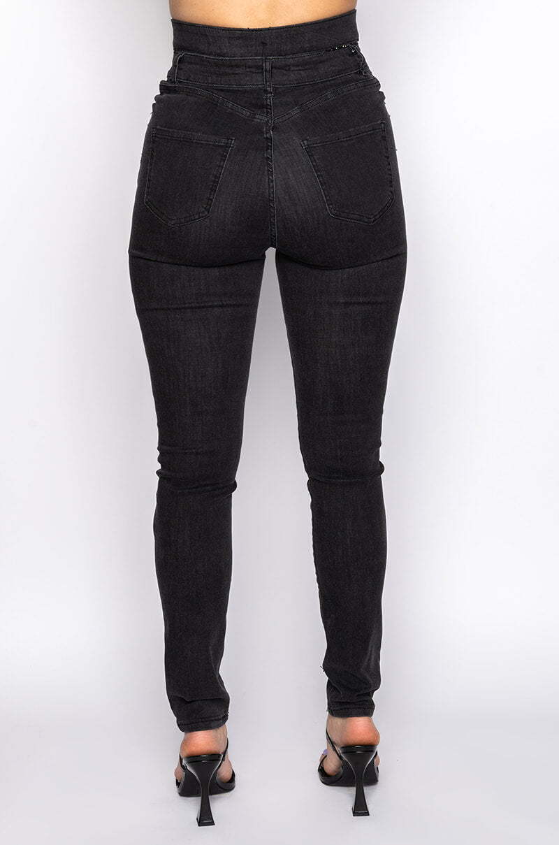 GIMME MORE RHINESTONE SKINNY JEANS