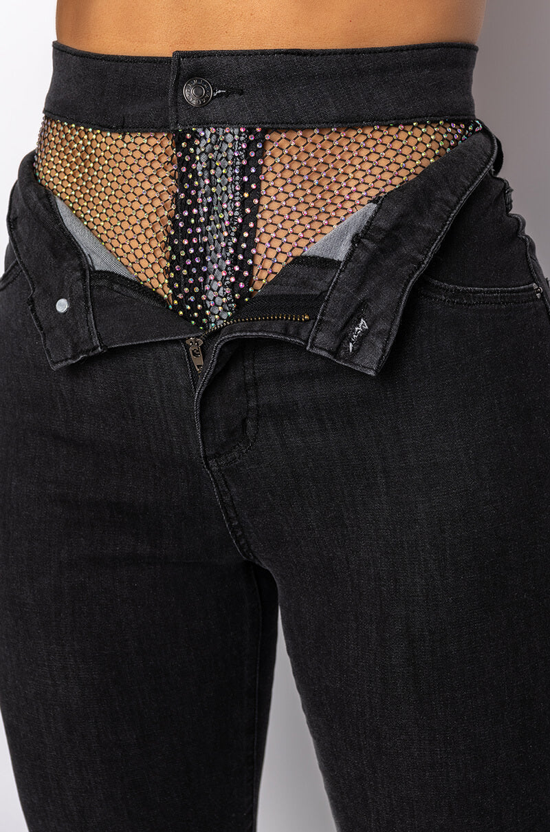 GIMME MORE RHINESTONE SKINNY JEANS