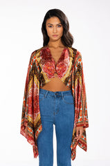 CROPPED SATIN LONG SLEEVE BLOUSES