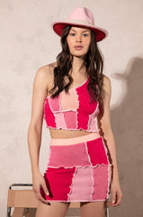 GIRL NEXT DOOR PATCHWORK MINI SKIRT