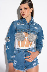 GLITCH IN THE MATRIX RHINESTONE MESH HALTER BODYSUIT