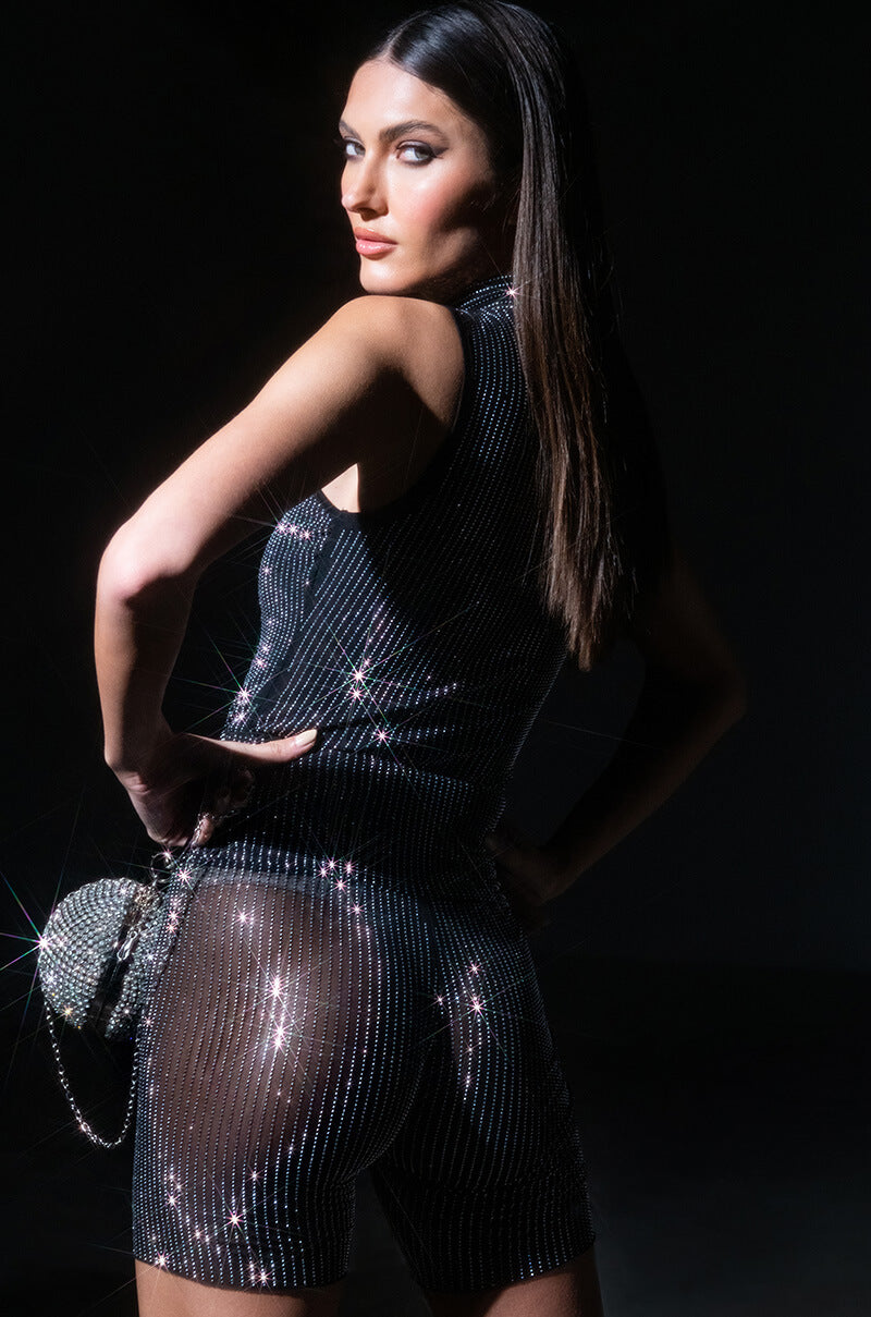GLITZ MESH BIKER SHORT