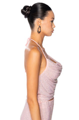 GLITZY RHINESTONE MESH HALTER TOP