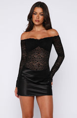 Lowkey Love Long Sleeve Lace Mini Dress Black