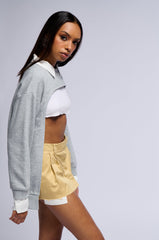 GONE GIRL COLLARED HALF SWEATSHIRT