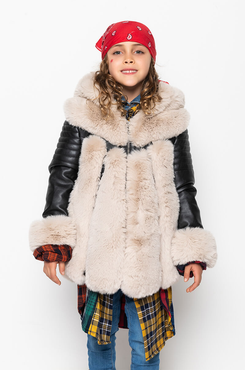 GOT IT FROM MY MAMA FAUX FUR PANEL COAT
