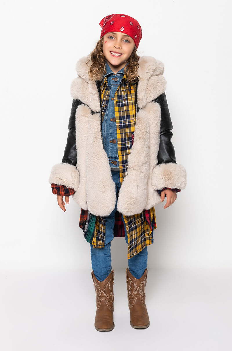 GOT IT FROM MY MAMA FAUX FUR PANEL COAT
