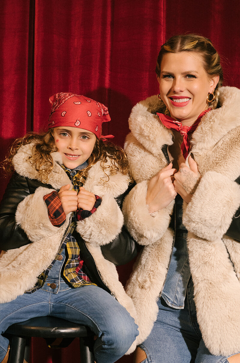 GOT IT FROM MY MAMA FAUX FUR PANEL COAT