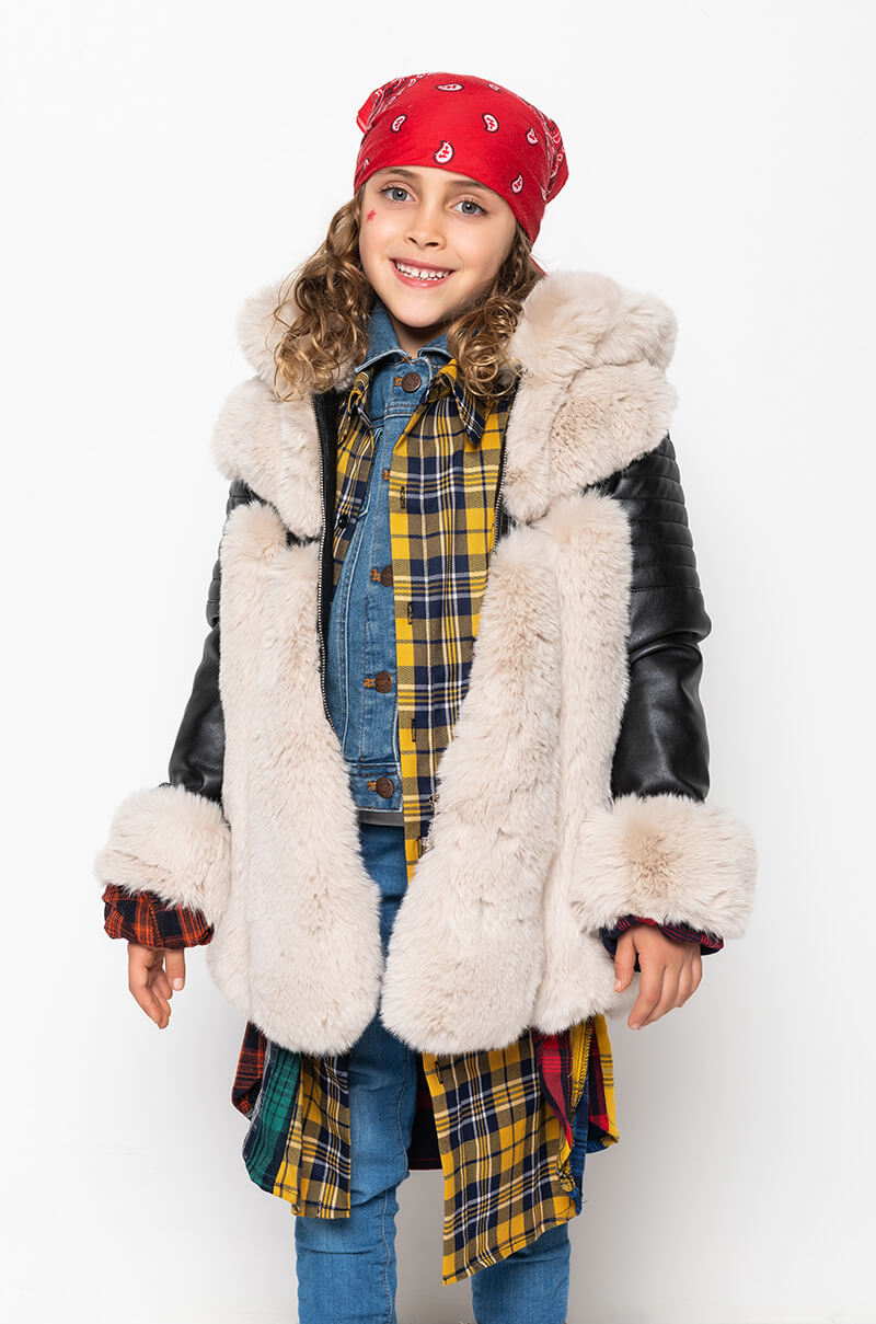 GOT IT FROM MY MAMA FAUX FUR PANEL COAT